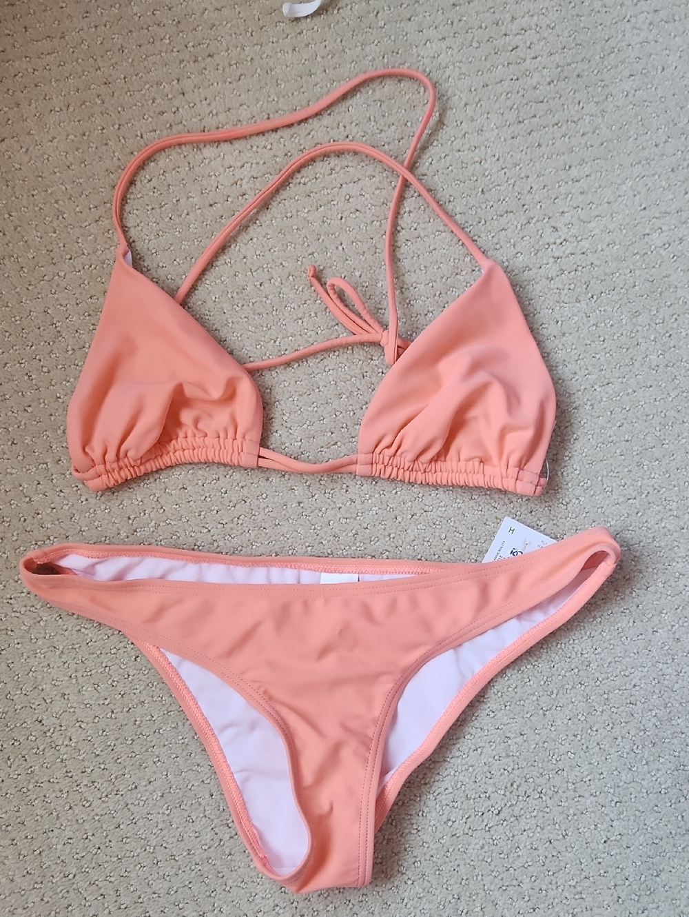 Peach Triangle Bikini Set - Women Swim Bikinis